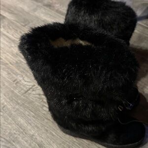 Pajar Black Real Fur and pony hair kids Boots size 33 us 2